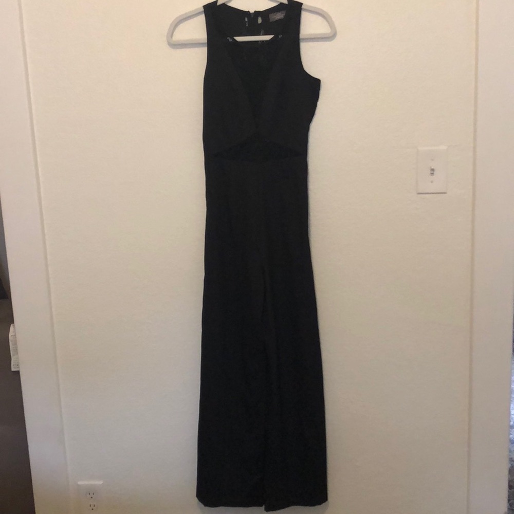 Black jumpsuit with lace detail